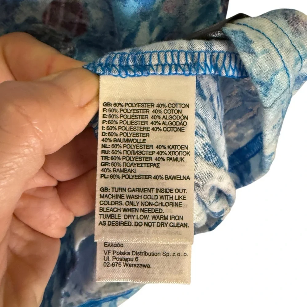 The Northface Blue Gray Floral V Neck Women's Top sz XL - Picture 4 of 11